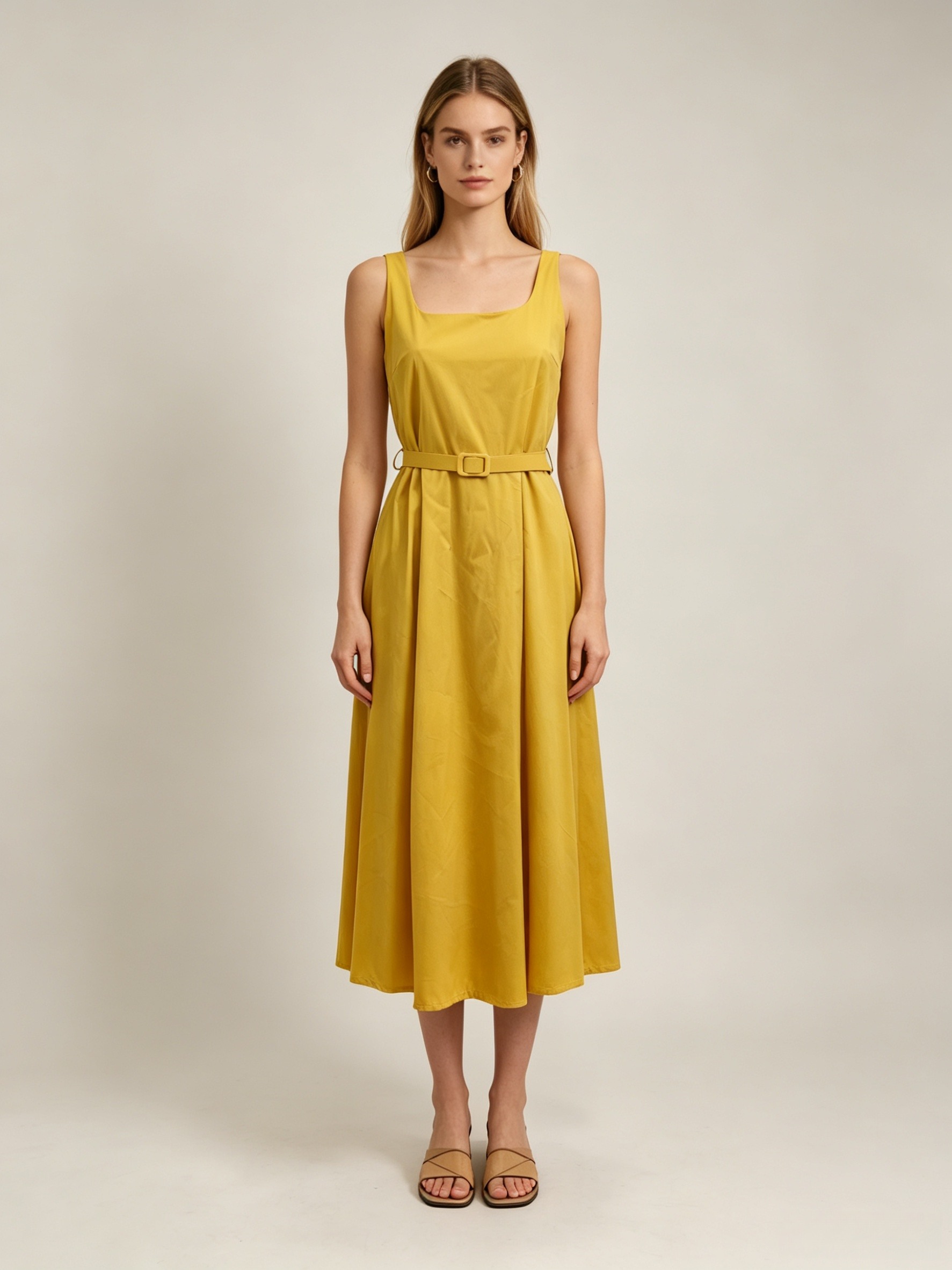 Grossista DEFILE - VESTITO MIDI QUADRO CON CINTURA