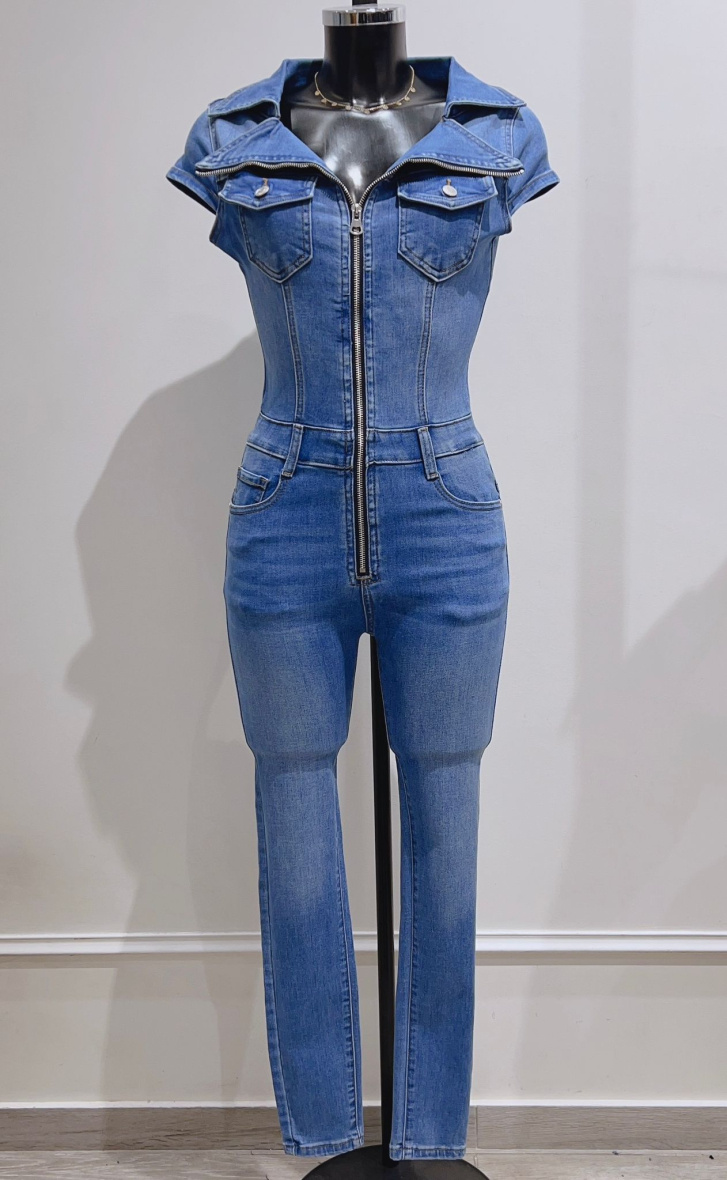 Mayorista DENIM LIFE - Mono denim elástico sin tirantes