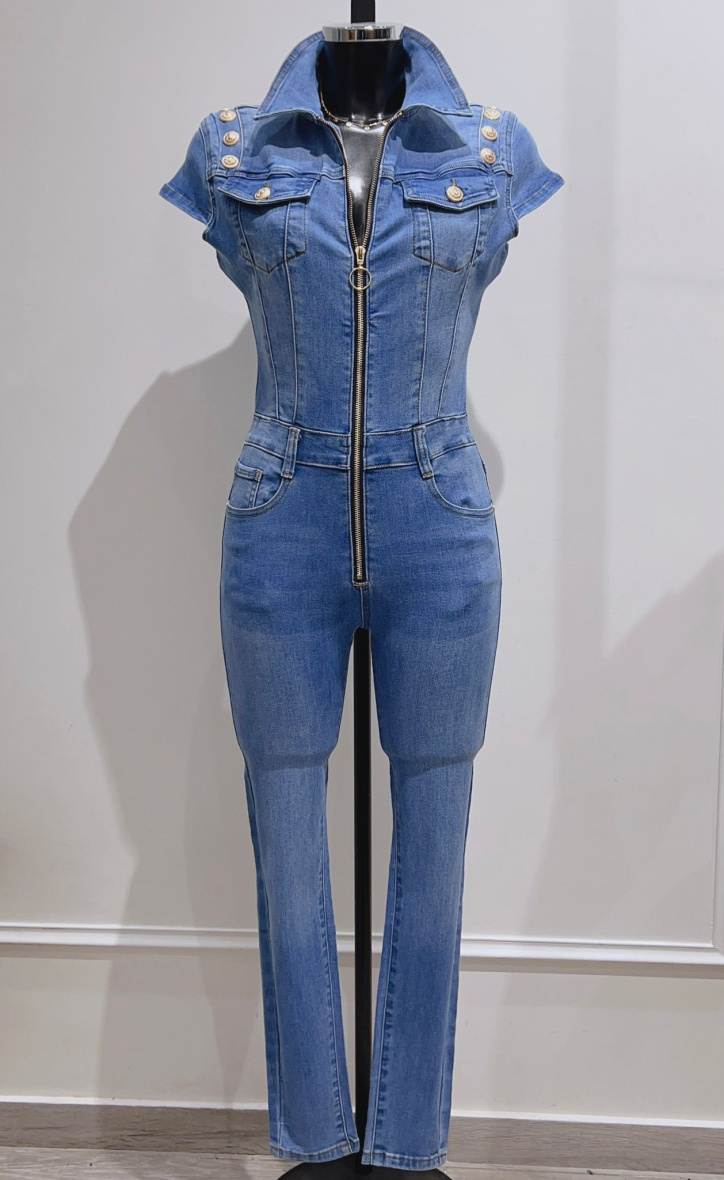Mayorista DENIM LIFE - Mono denim elástico sin tirantes