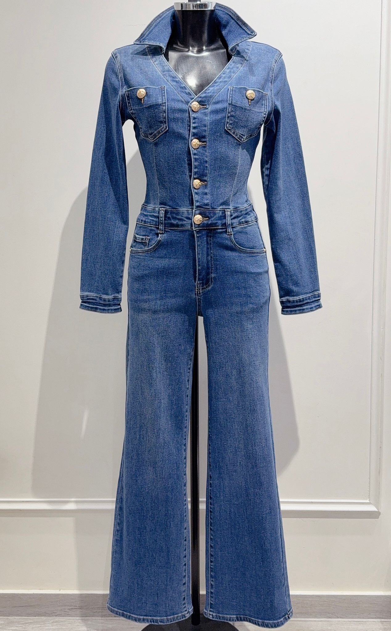 Grossiste DENIM LIFE - Combinaison en jean stretch manches longues