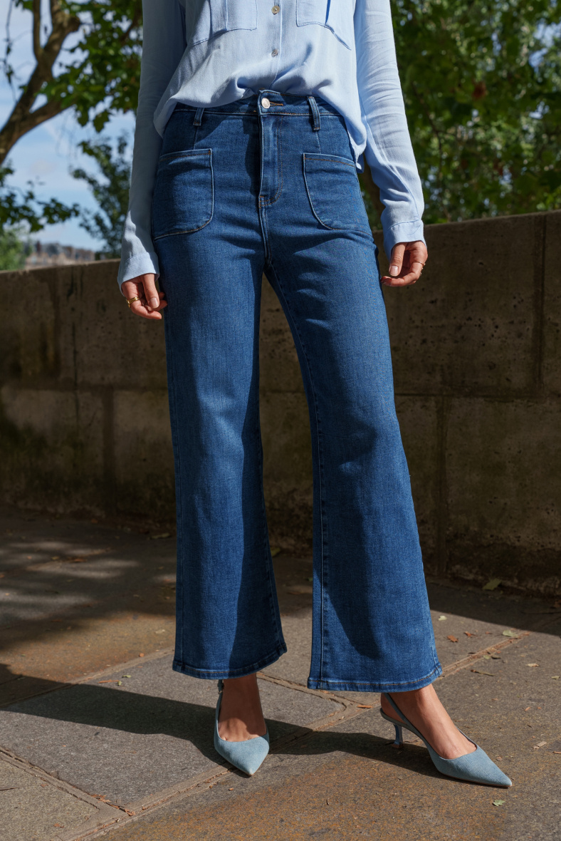 Großhändler DENIM LIFE - Stretch-Jeans mit weitem Bein