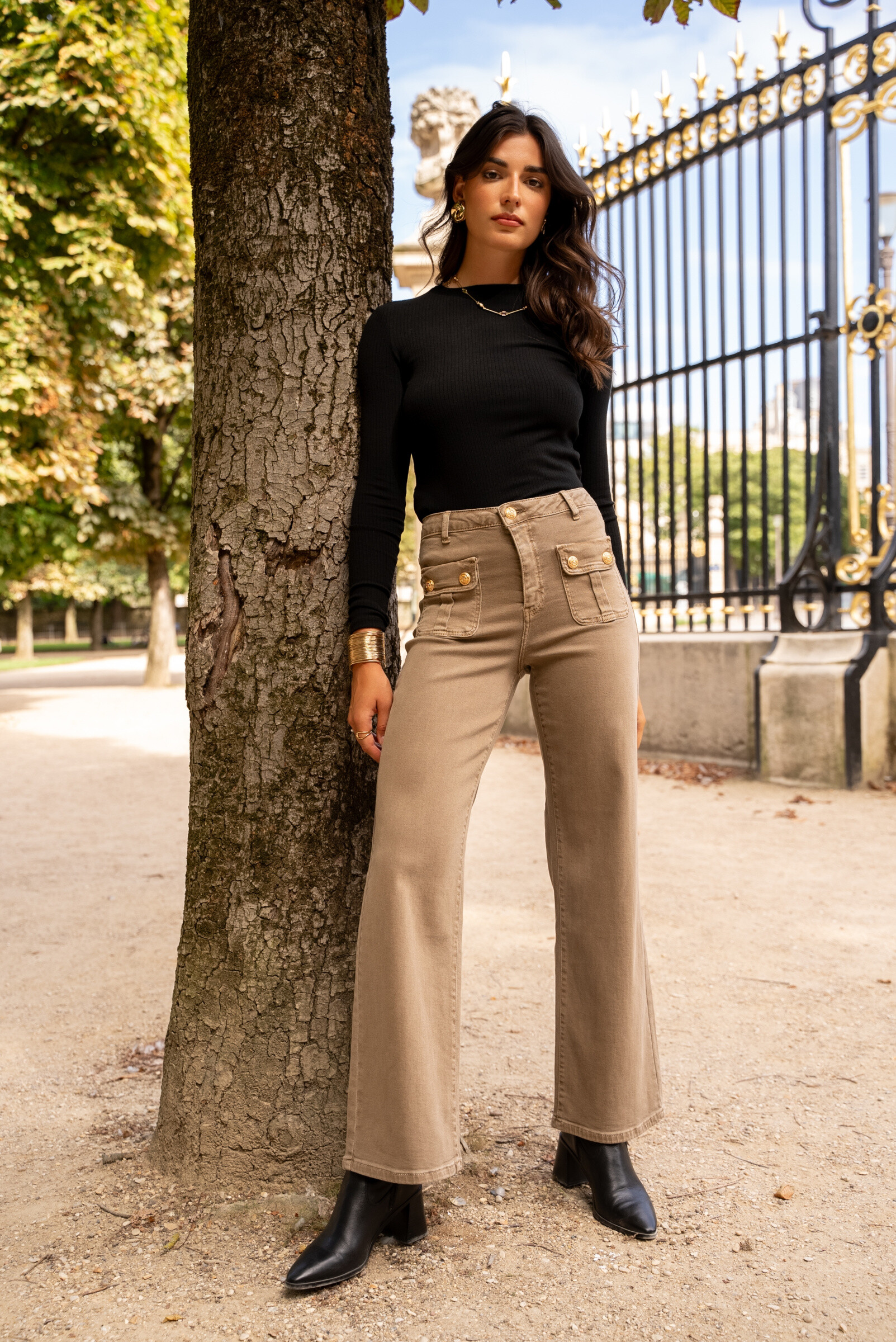 Wholesaler DENIM LIFE - Wide leg stretch jeans with pockets