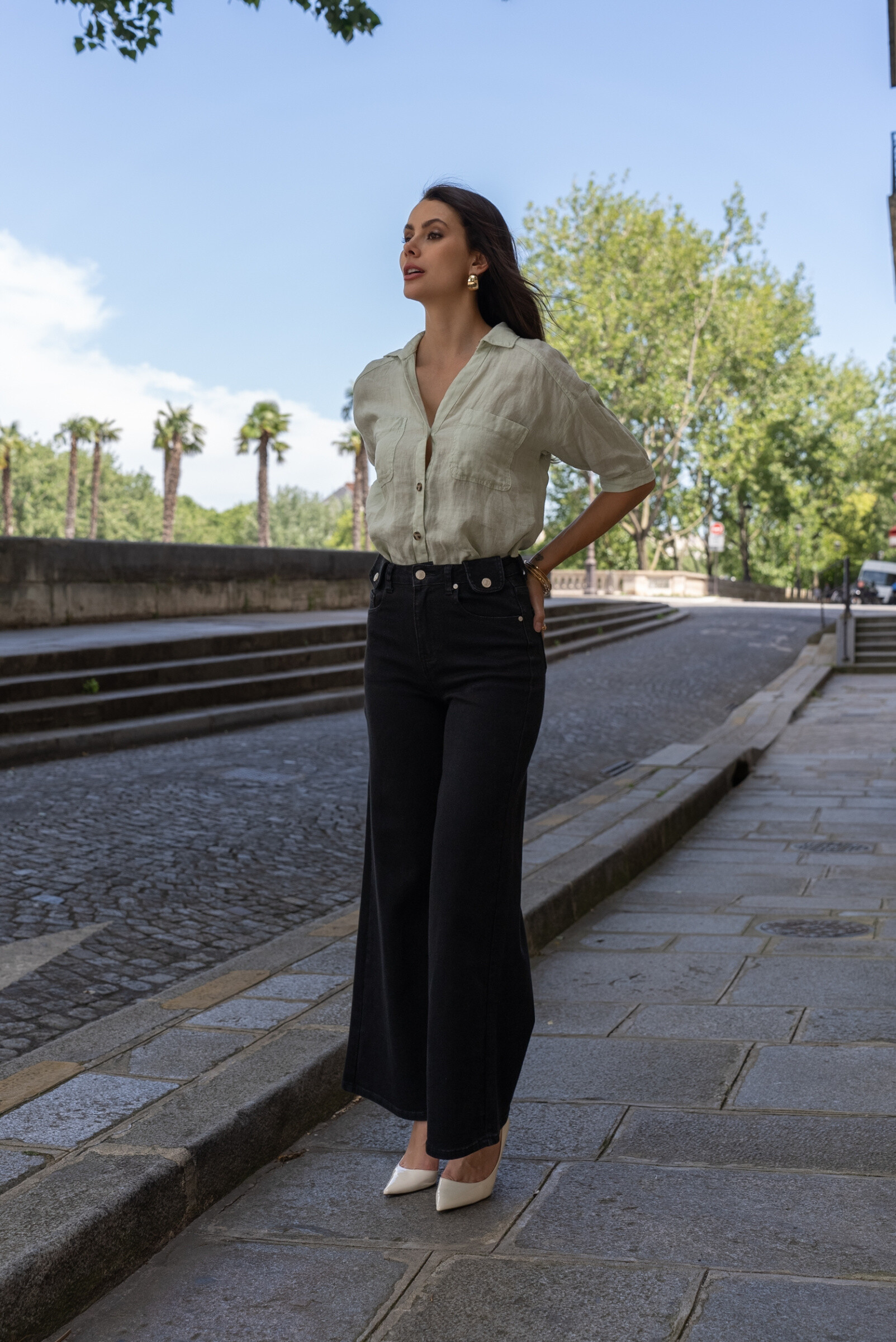 Wholesaler DENIM LIFE - Stretch Palazzo Jeans
