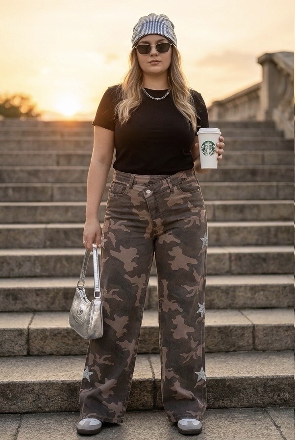 Großhändler DENIM LIFE - Große Größen Stretch-Jeans mit weitem Bein und überkreuztem Bund