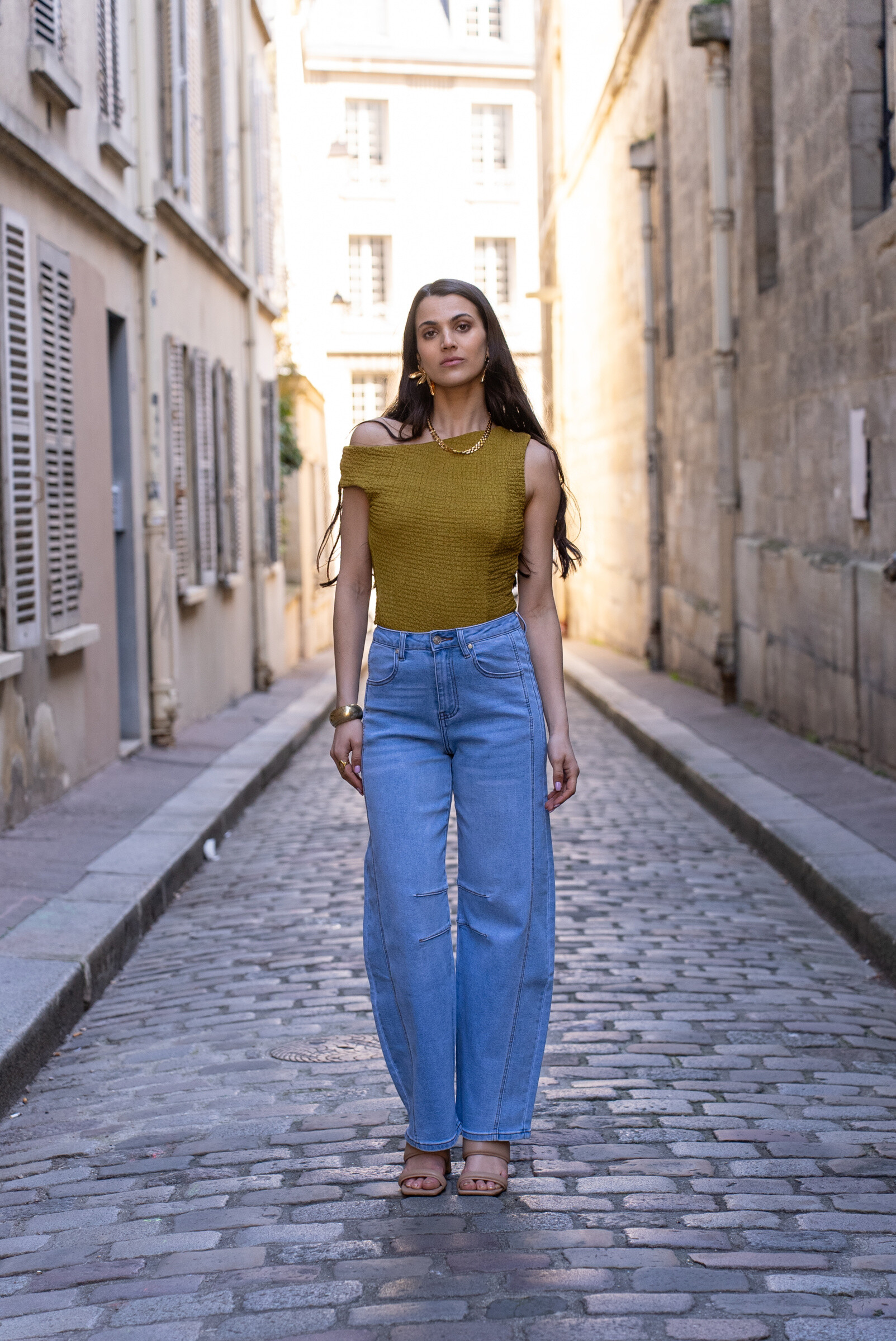 Großhändler DENIM LIFE - Stretch-Jeans mit weitem Bein