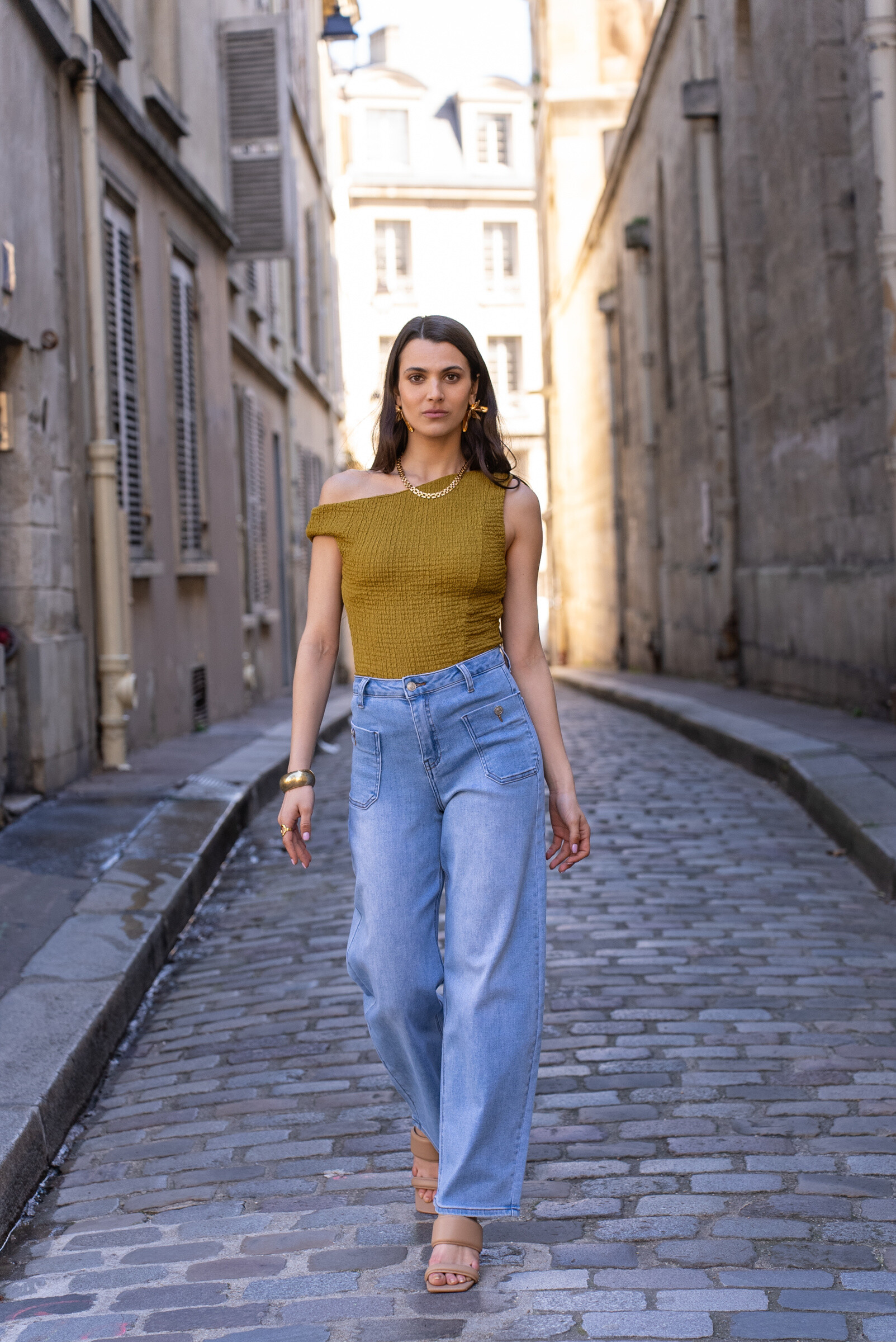Großhändler DENIM LIFE - Stretch-Jeans mit weitem Bein