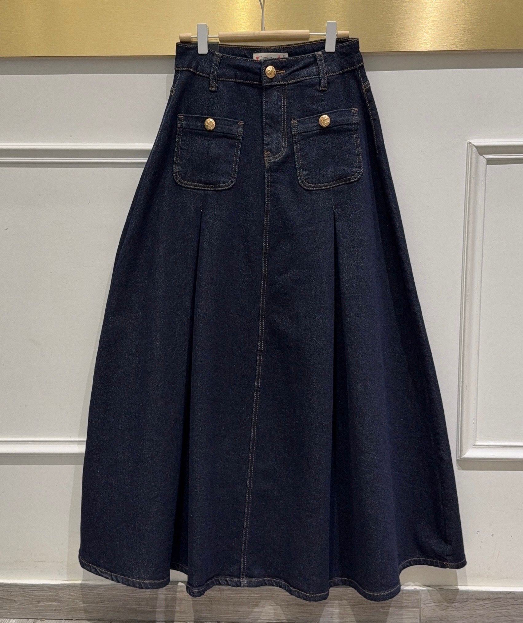 Mayorista DENIM LIFE - Falda amplia de mezclilla elástica