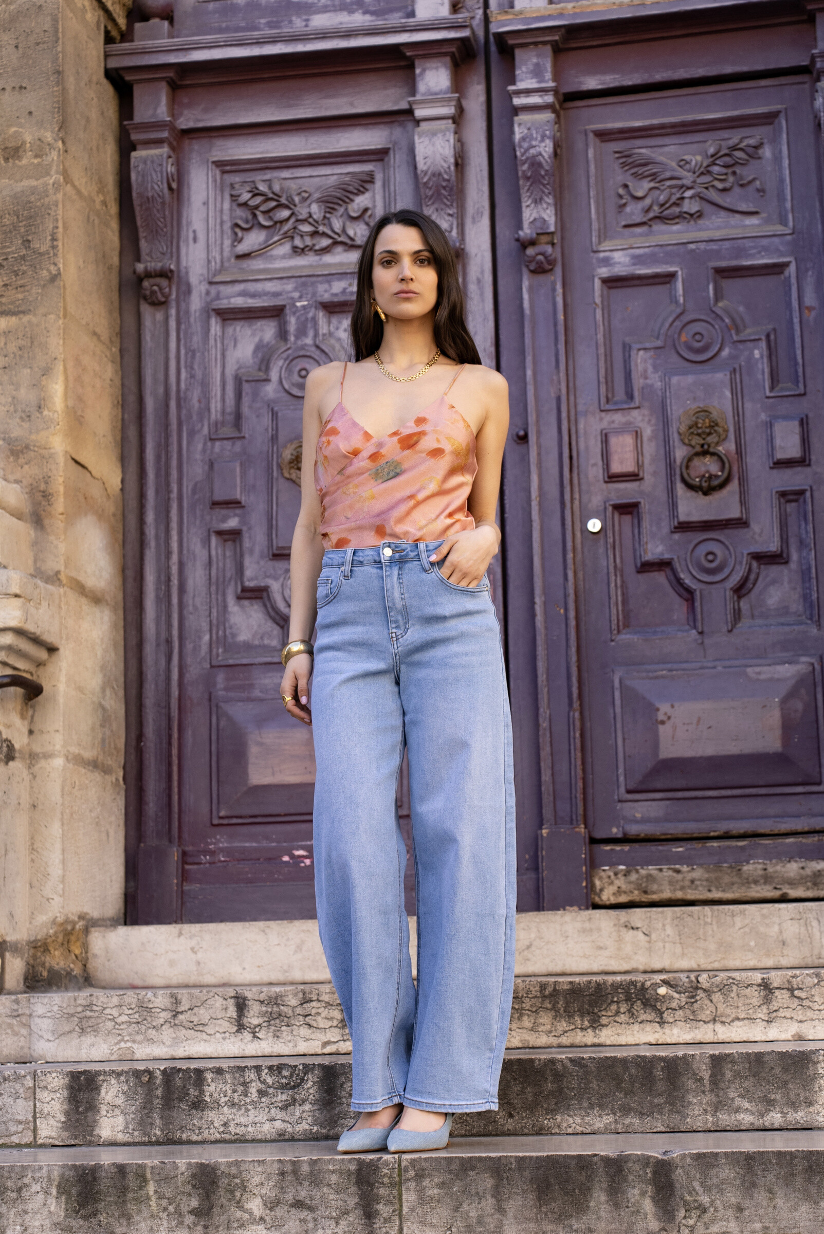 Großhändler DENIM LIFE - Stretchjeans mit weitem Bein und Bündchen