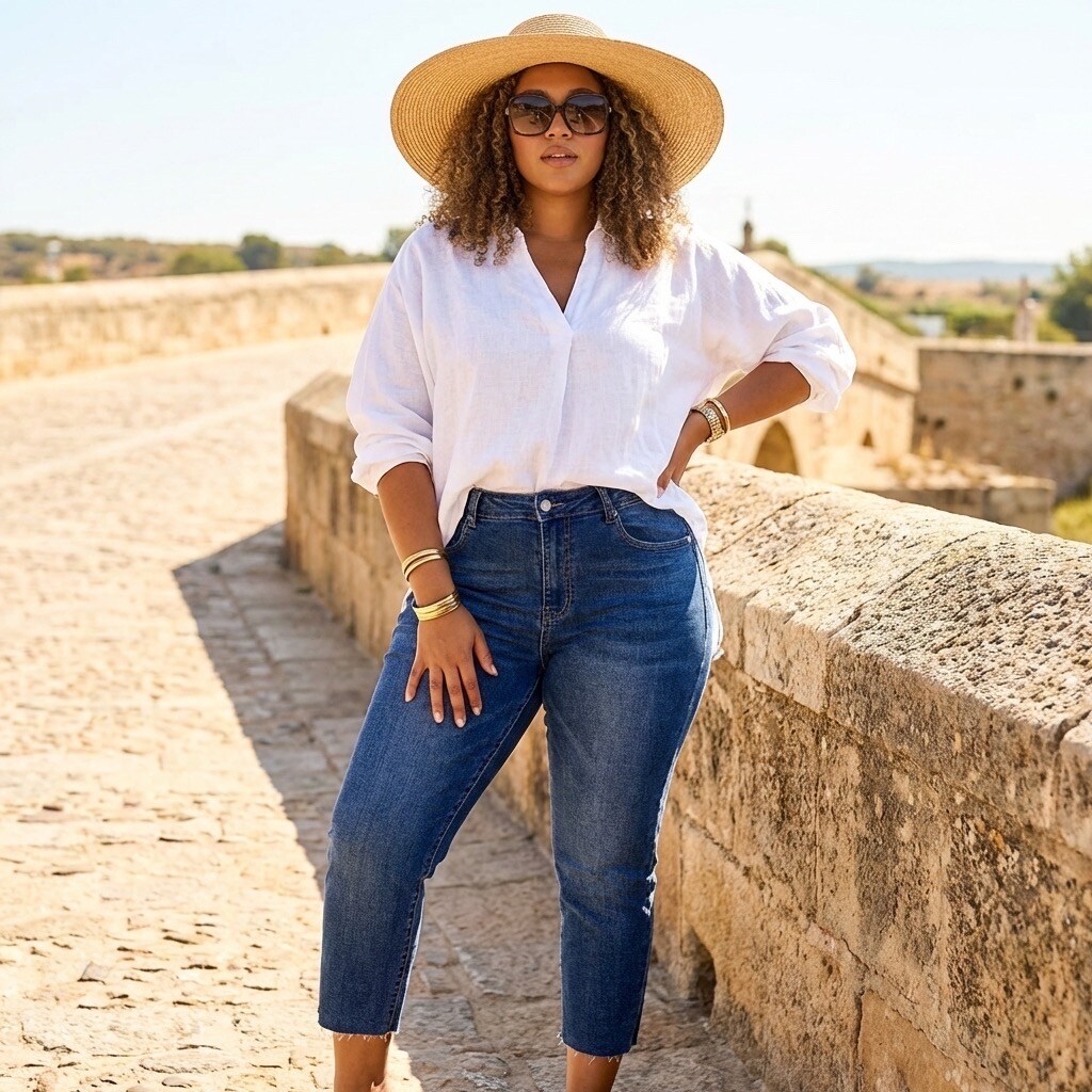 Jeans skinny da donna taglie forti Denim elasticizzato