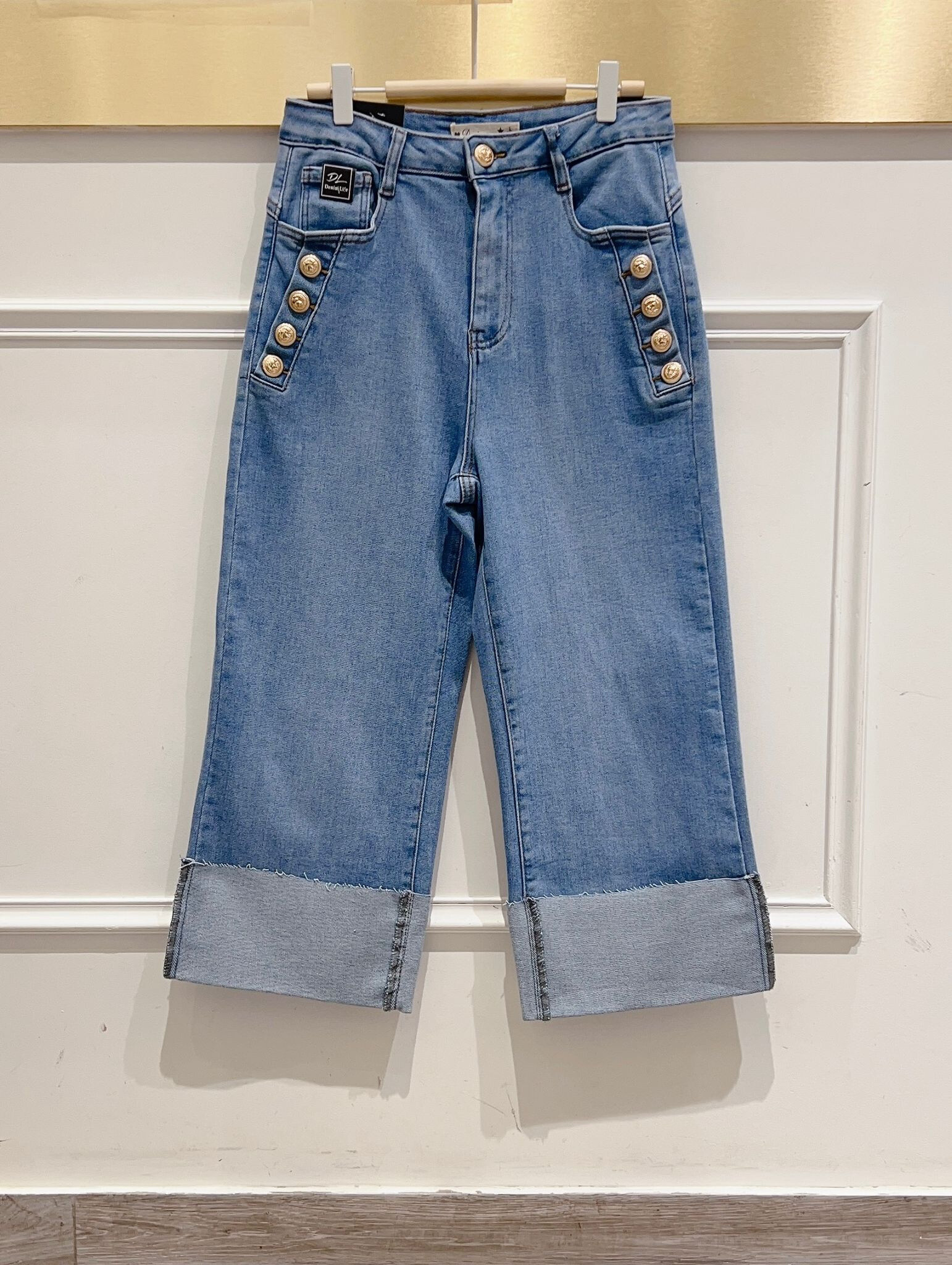 Grossista DENIM LIFE - Jeans a gamba larga stretch con bottoni di grande taglia
