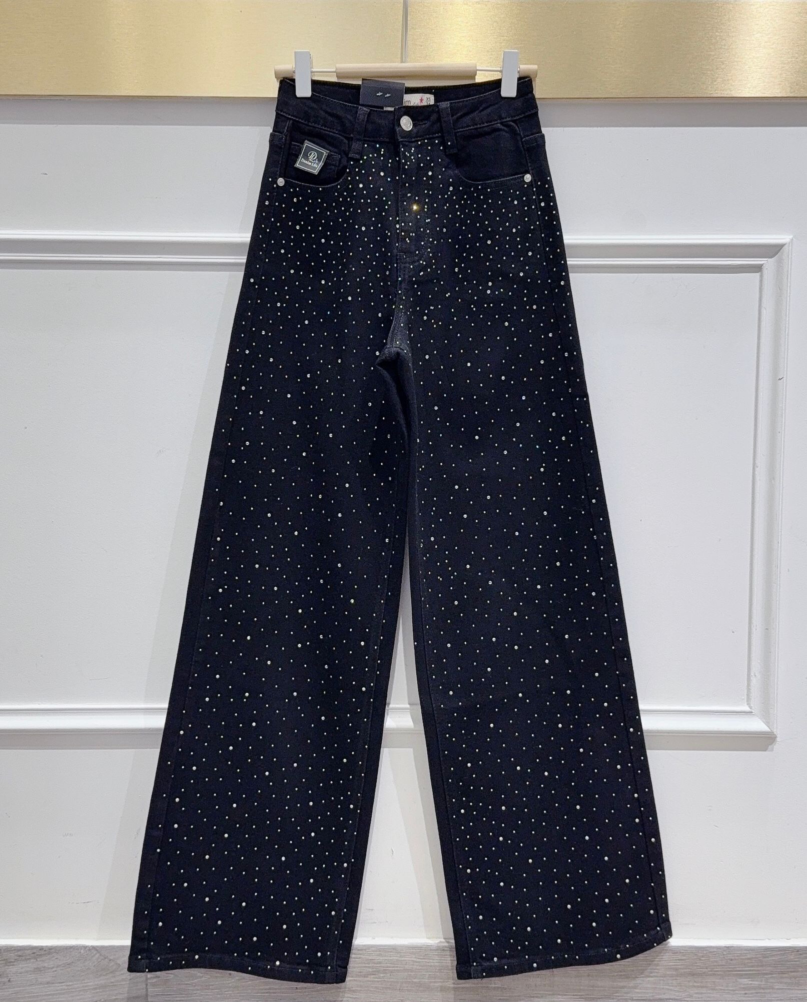 Wholesaler DENIM LIFE - Super wide leg stretch jeans with rhinestones