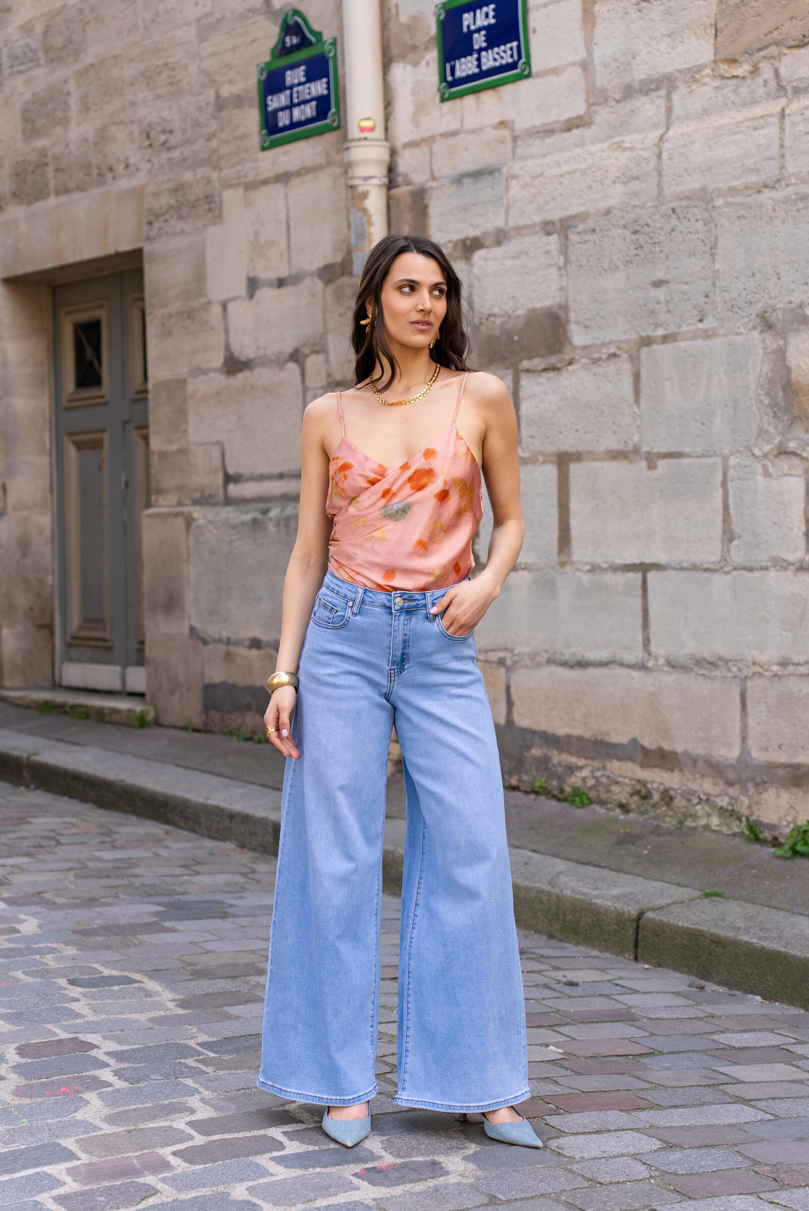 Großhändler DENIM LIFE - Stretch-Jeans mit weitem Bein