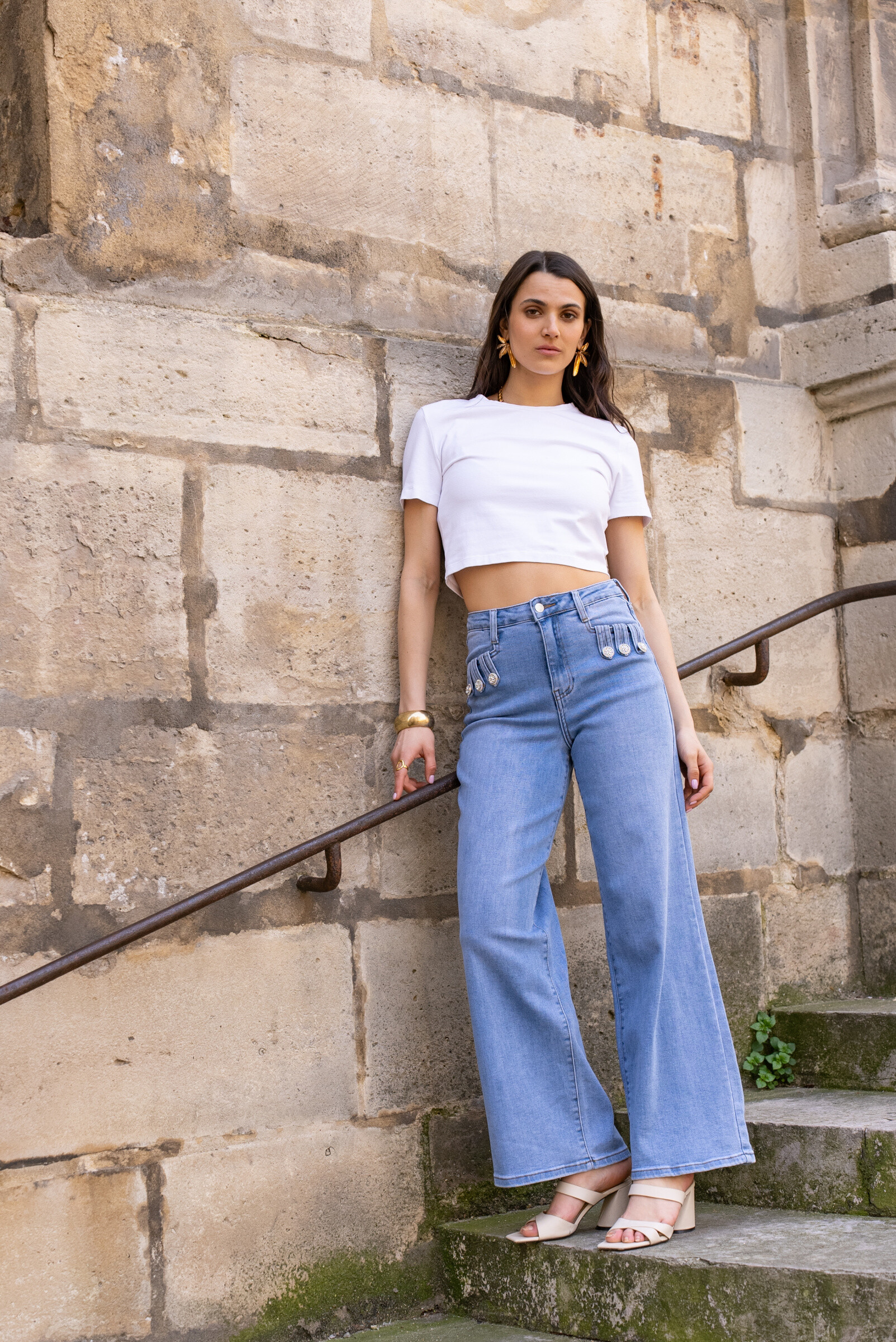 Großhändler DENIM LIFE - Enge Stretch-Jeans mit Spitze