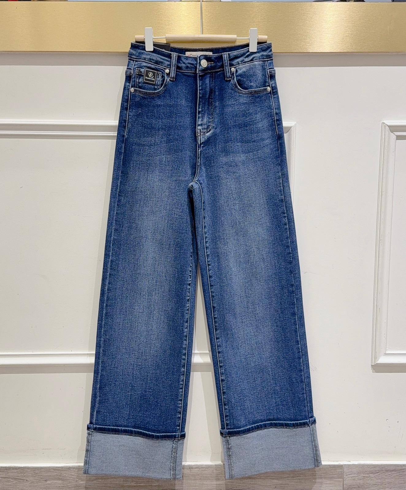 Grossiste DENIM LIFE - Jean wide leg stretch avec revers