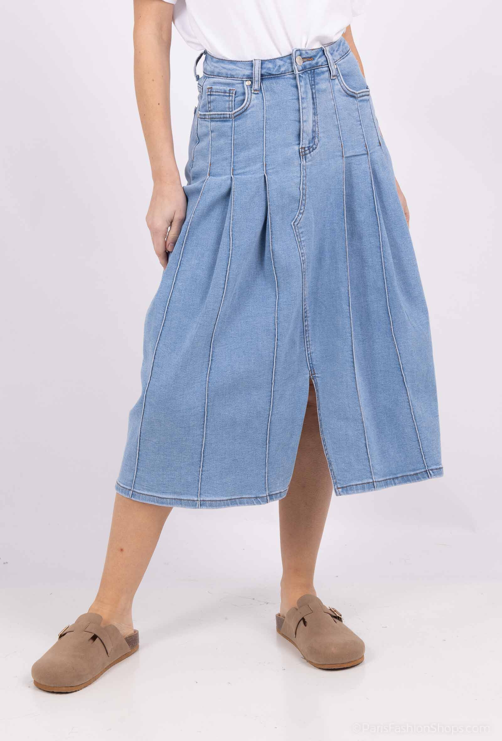 Wholesaler DENIM LIFE - Mid-long stretch skirt