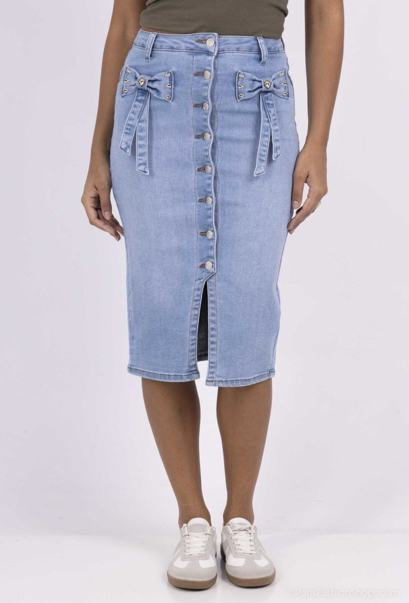 Grossista DENIM LIFE - A metà lunghezza di jeans allungati con nodi a farfalla