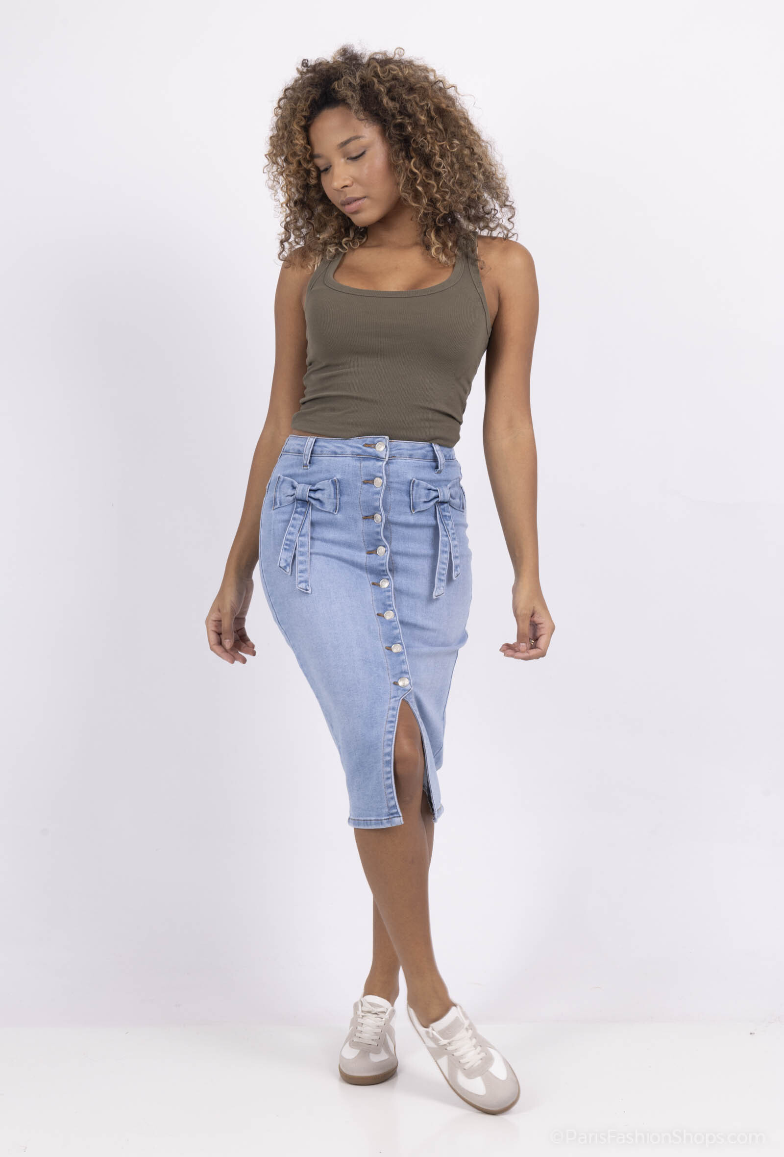Grossista DENIM LIFE - A metà lunghezza di jeans allungati con nodi a farfalla