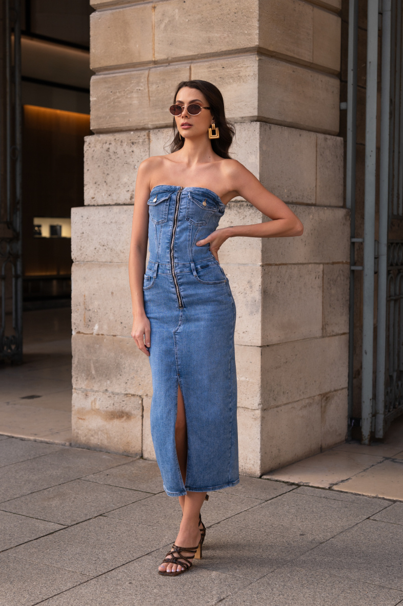 Mayorista DENIM LIFE - Mono denim elástico sin tirantes