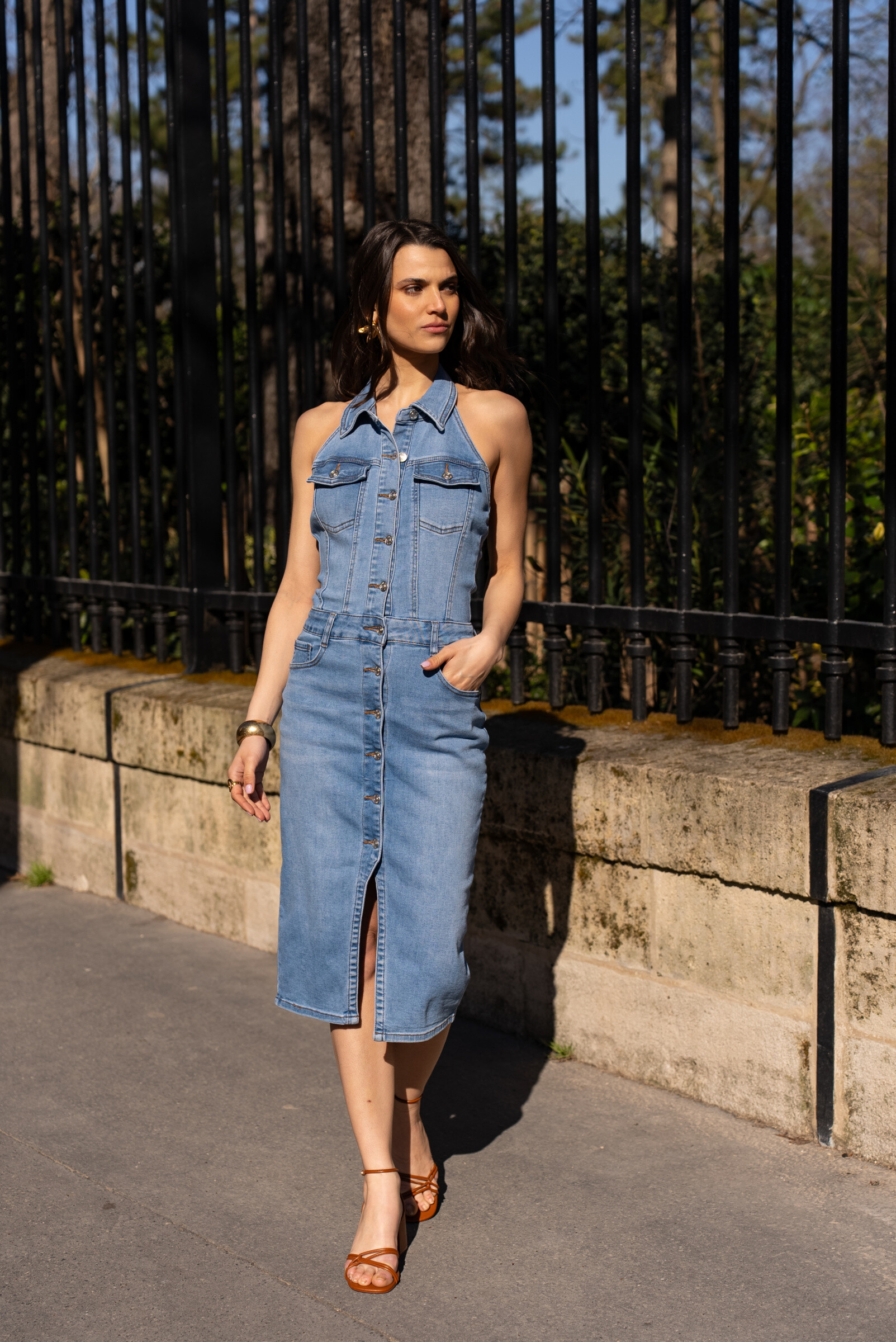 Grossista DENIM LIFE - Abito lungo stretch con maniche lunghe
