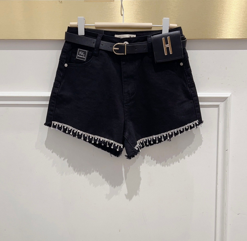 Wholesaler DENIM LIFE - Stretch denim shorts with diamond flower