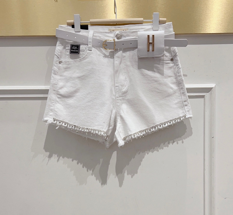 Mayorista DENIM LIFE - Shorts vaqueros elásticos con flor de rombos