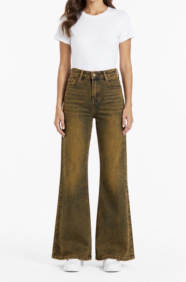 Wholesaler DENIM QUEEN - Flare Denim Jeans – Vintage Brown