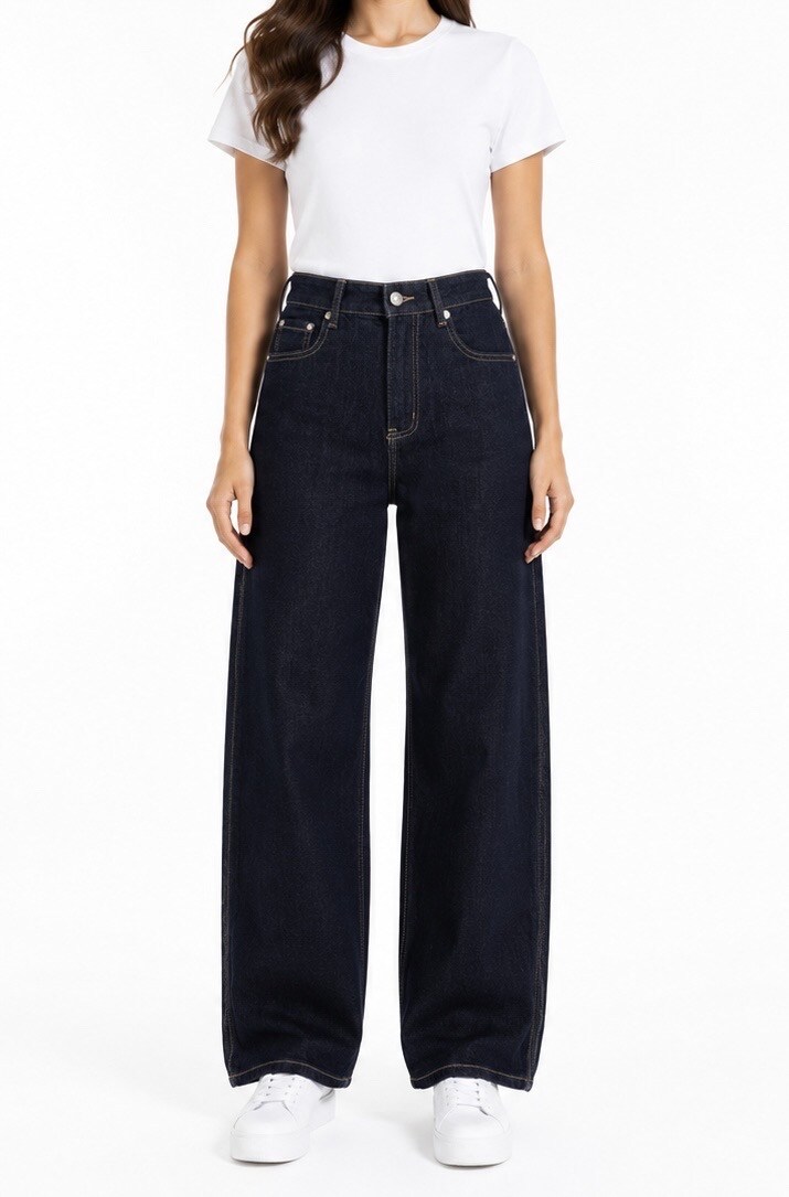 Grossiste DENIM QUEEN - Jean Mom Stretch – Bleu Denim Foncé