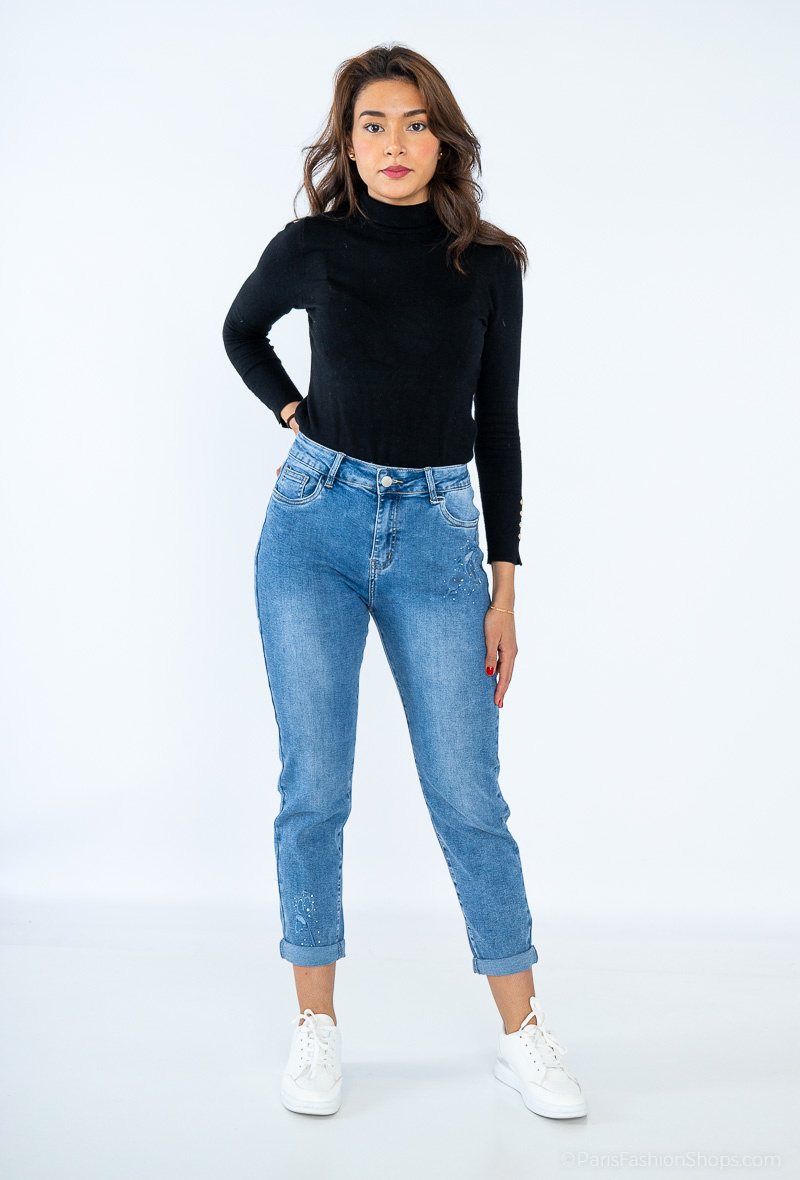 Großhändler DESTINA - Mom-Jeans mit Blumenmuster