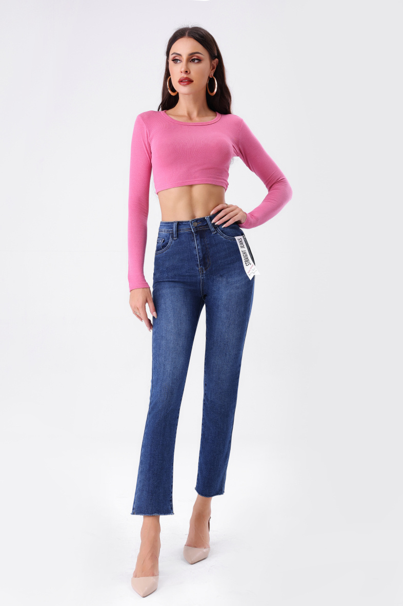 Großhändler DESTINA - Ausgefranste, gerade Jeans