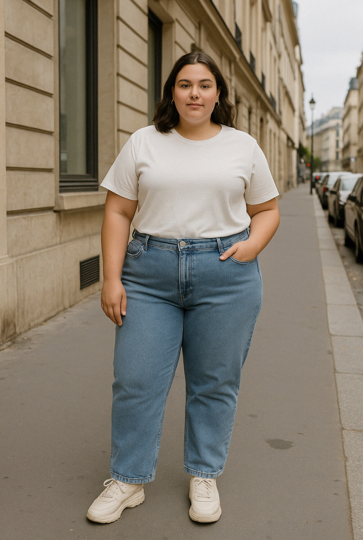 Grossiste DESTINA - Jeans délavé bleu slim grande taille