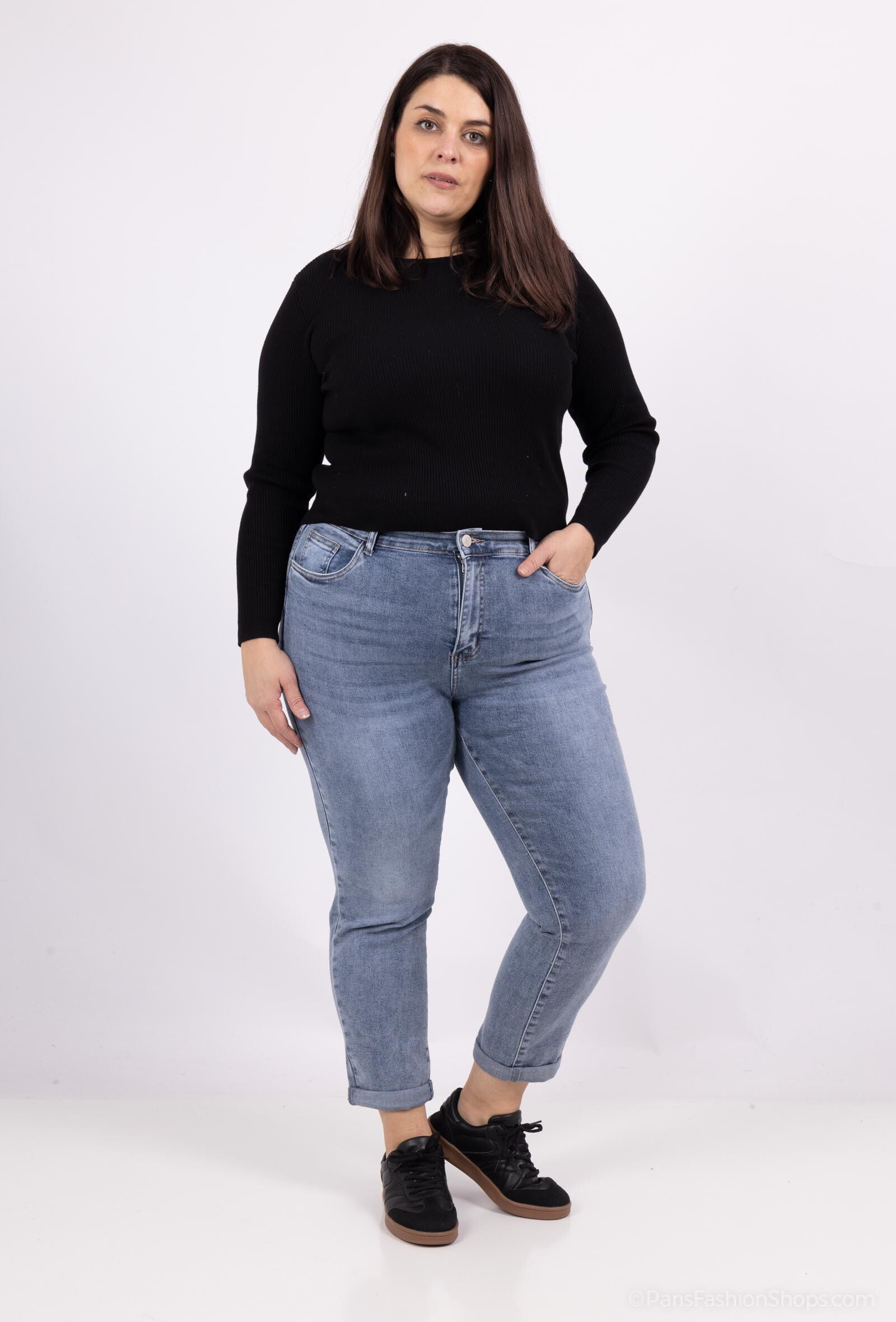 Großhändler DESTINA - Mutter Blue Jeans aus elastischen Hüftturm hergestellt