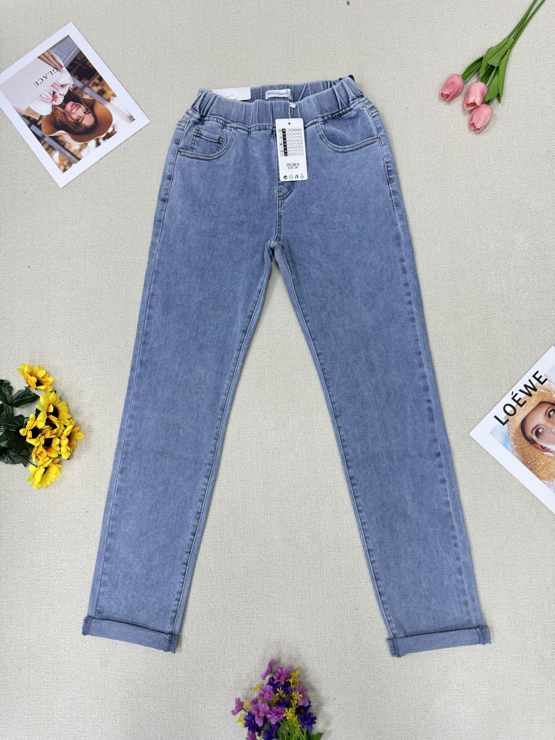 Großhändler DESTINA - Hellblaue Jeans elastizierte Hüfte