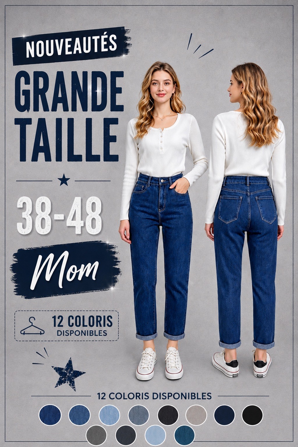 Grossiste DESTINA - Jean Mom délavage premium GT 38-48