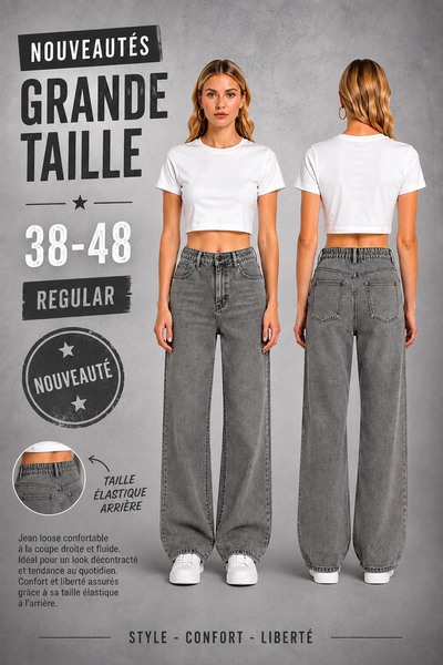 Grossista DESTINA - Jeans regular dritti GT 38-48 (vita semi-elastica) Grossista DESTINA - Jeans regular dritti GT 38-48 (vita semi-elastica)