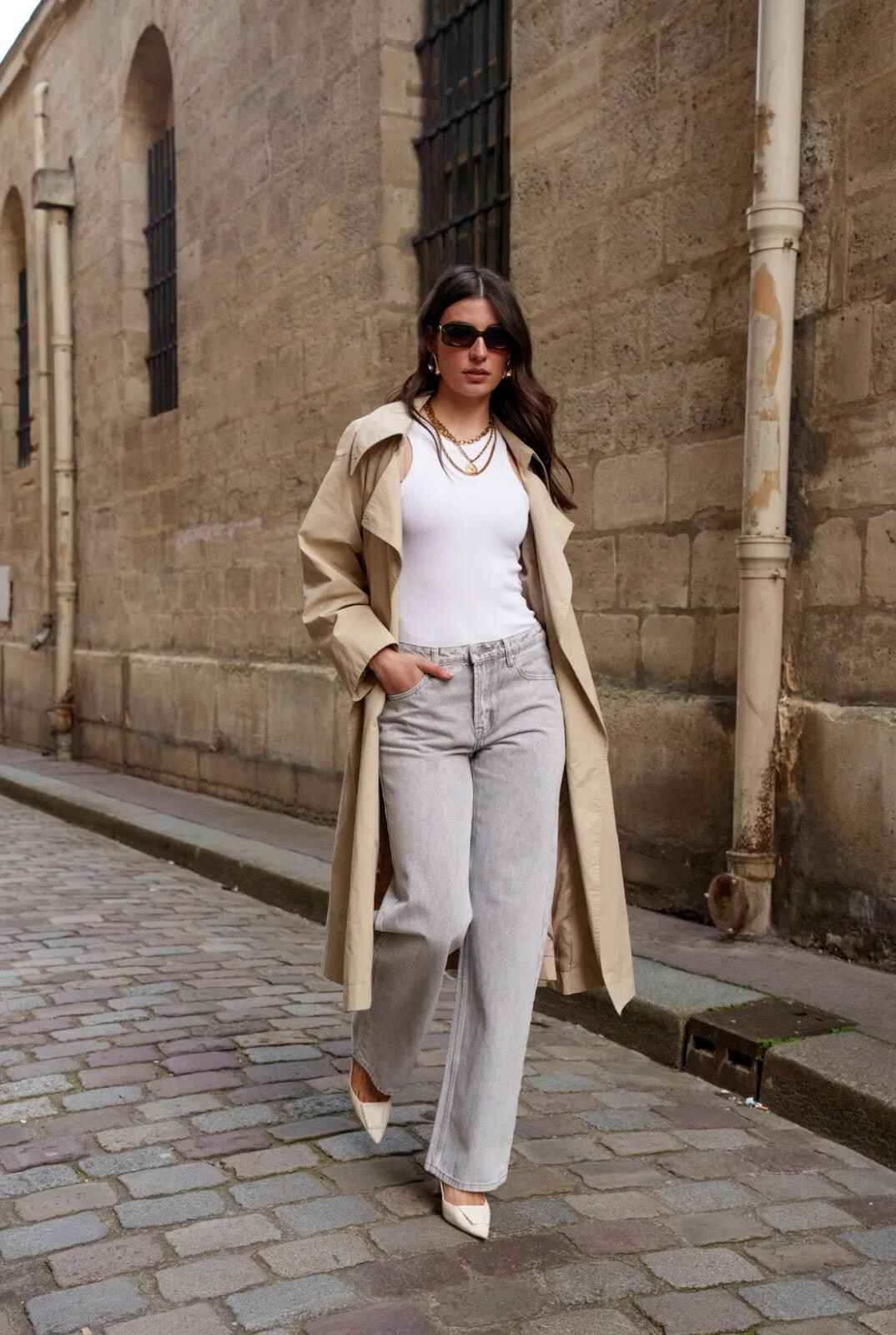 Grossiste DESTINA - Jeans délavé gris Loose fit Grande taille