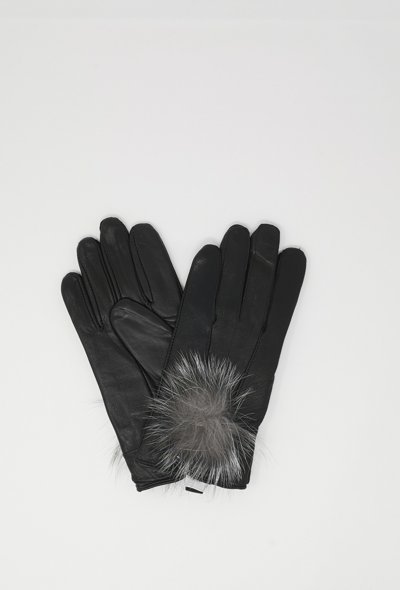 Grossiste DH DIFFUSION - Gants cuir agneau femme vrai pompon
