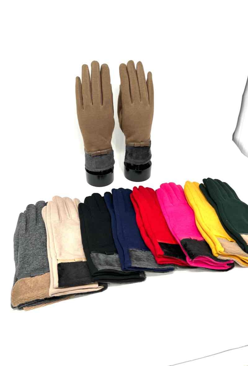Grossiste DH DIFFUSION - Gants femme tactile Noeud contours et doublure faux fur