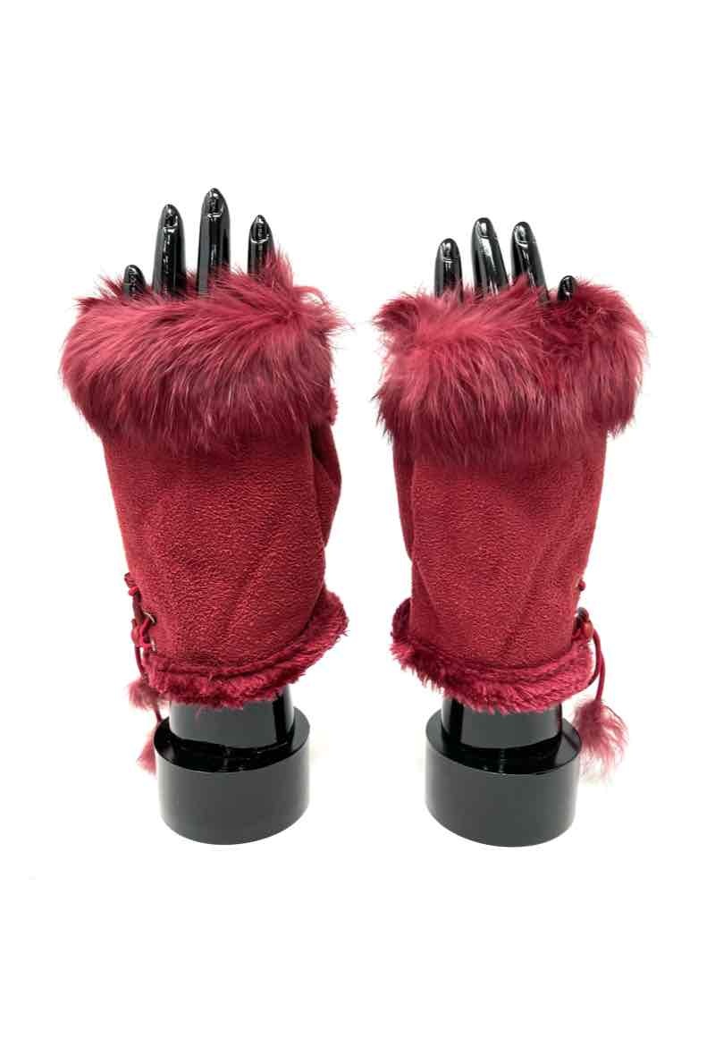 Grossiste DH DIFFUSION - Mitaine velours entourée de Fauxfur Femme Doublure Fourrure