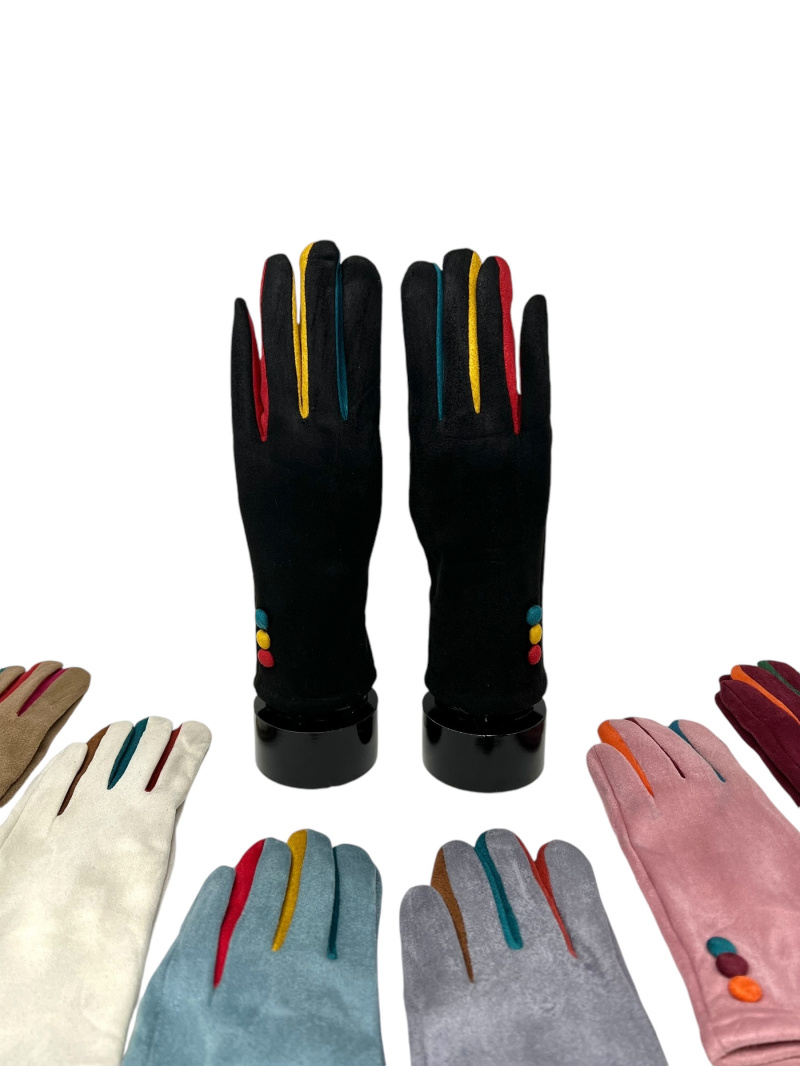 Mayorista DH DIFFUSION - Guantes de terciopelo rodeados de forro de piel sintética táctil para mujer.