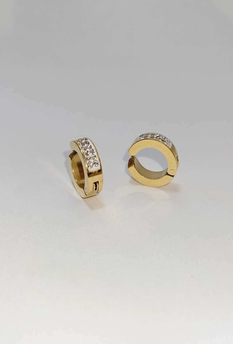 Grossiste Diamond - BOUCLE D'OREILLE CLIP 2 LIGNE STRASS