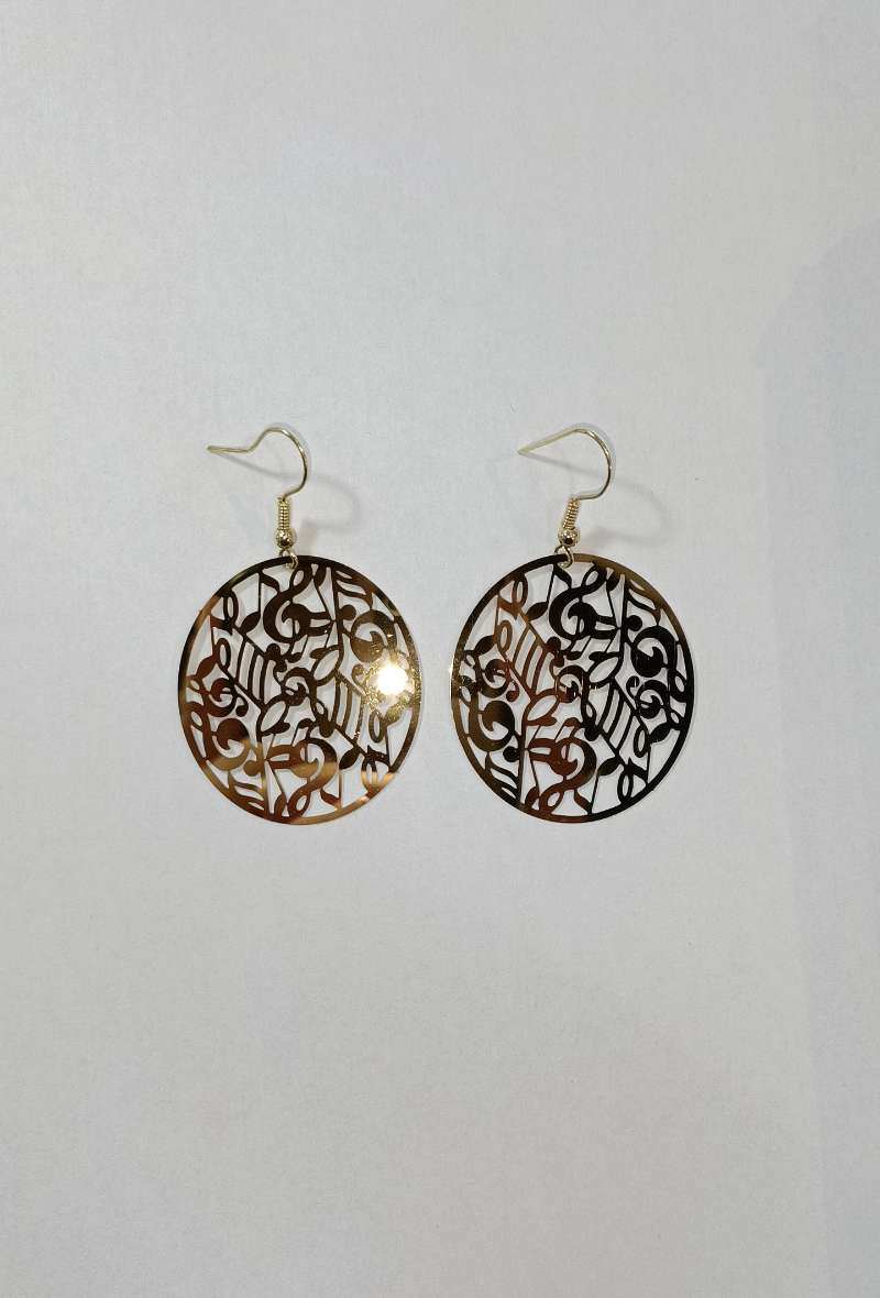 Grossiste Diamond - BOUCLE D'OREILLE ACIER ROND NOTE DE MUSIQUE