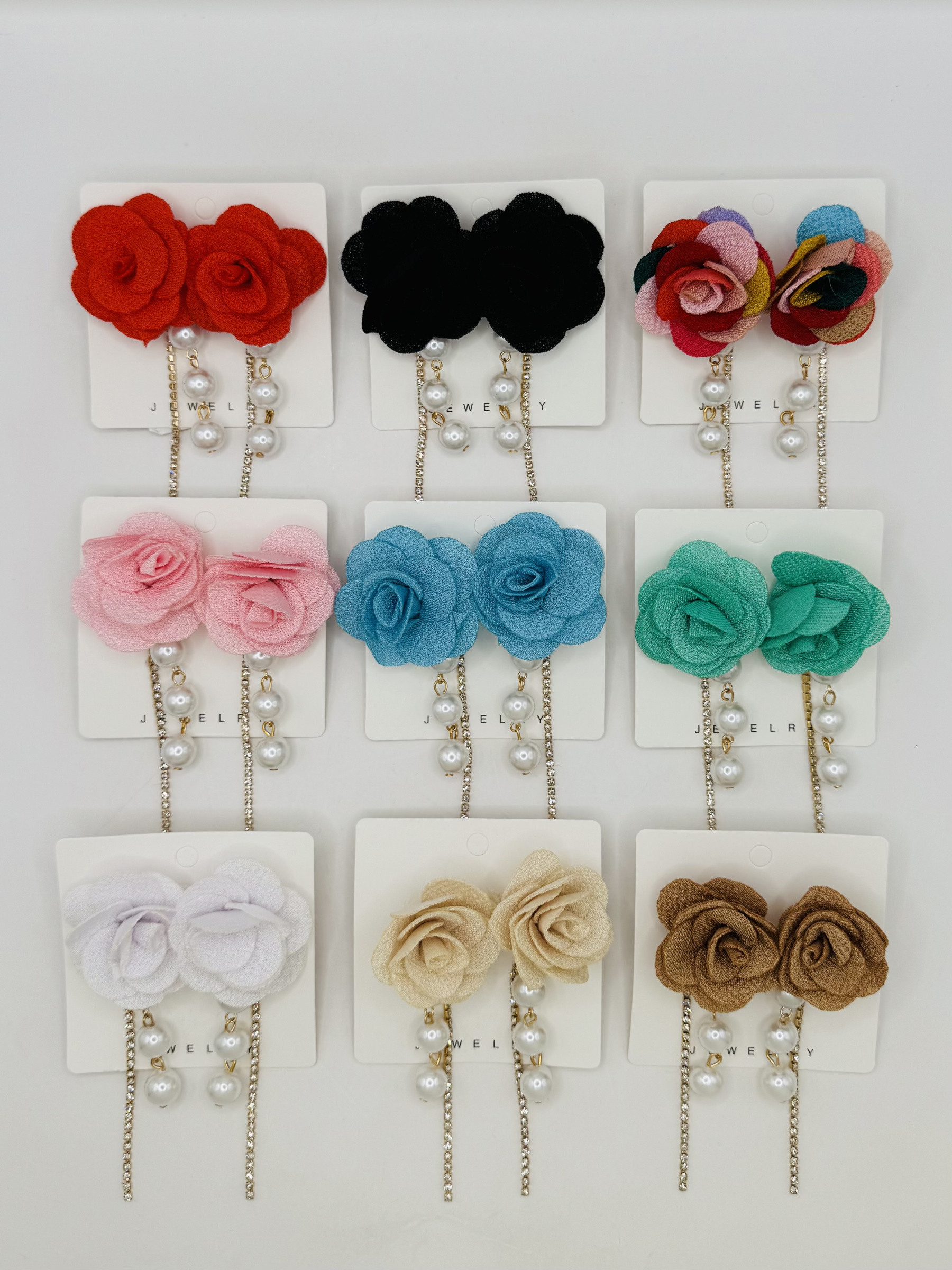 Mayorista Diamond - Juego de pendientes florales con perla colgante y strass