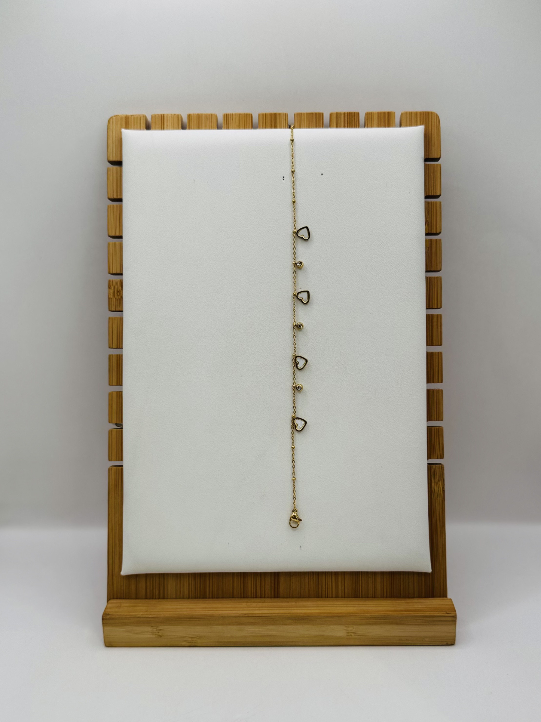Mayorista Diamond - Cadena de tobillo de acero con corazón y strass