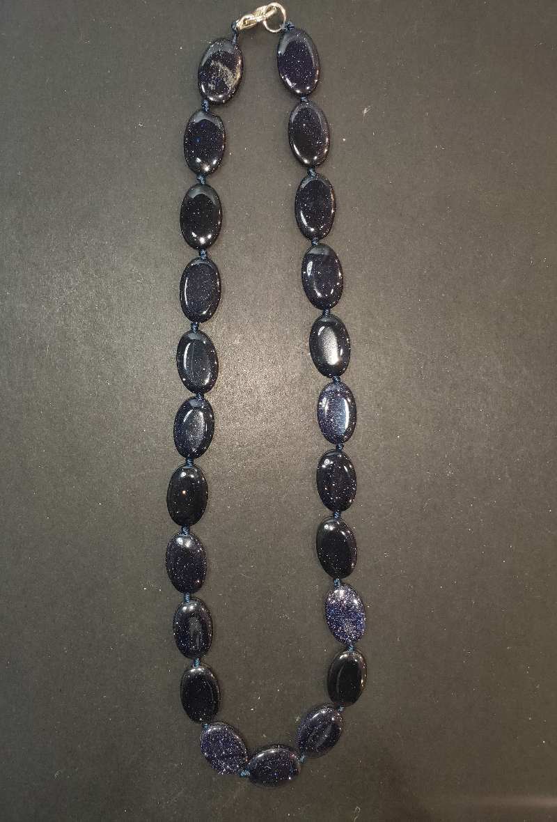 Grossiste Diamond - COLLIER PIERRE DE SOLEIL BLEUE OVALE PLAT