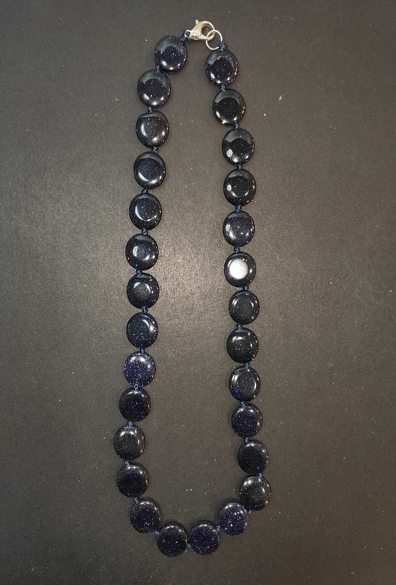 Grossiste Diamond - COLLIER PIERRE DE SOLEIL BLEUE OVALE PLAT