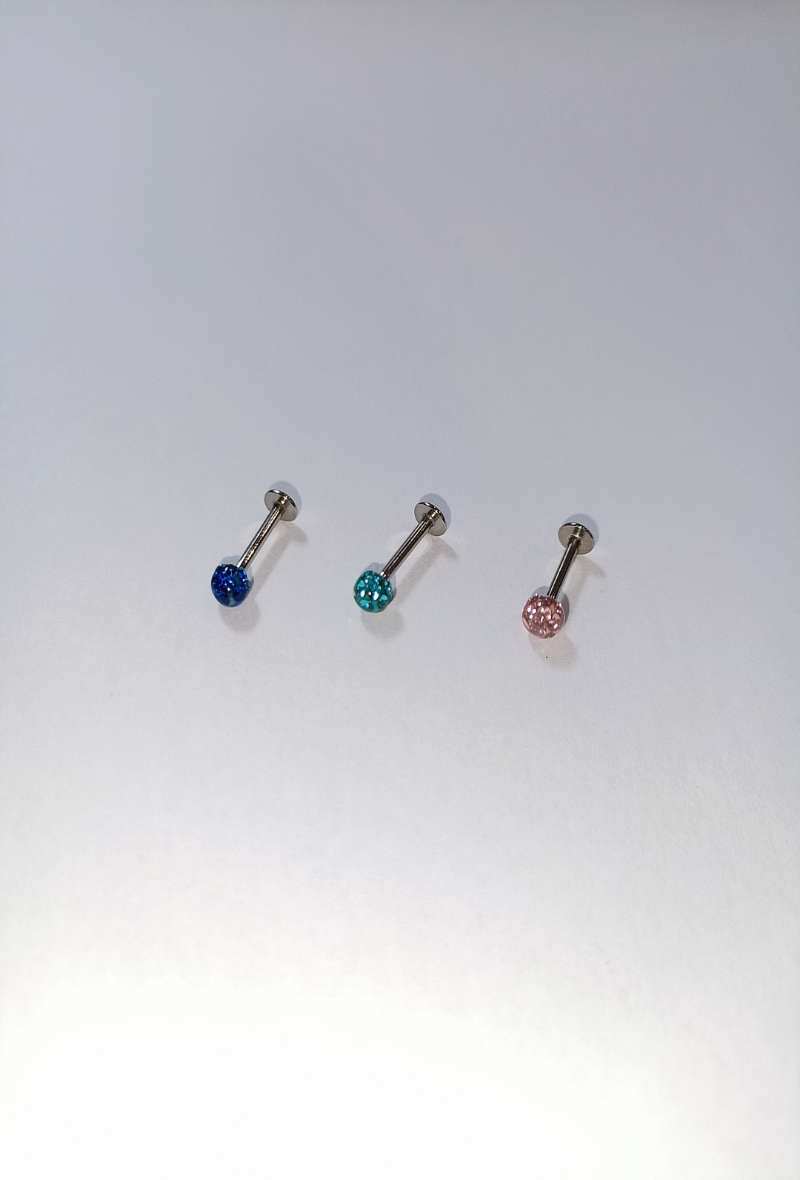 Grossiste Diamond - PIERCING LABRET BOULE PLEIN STRASS 2