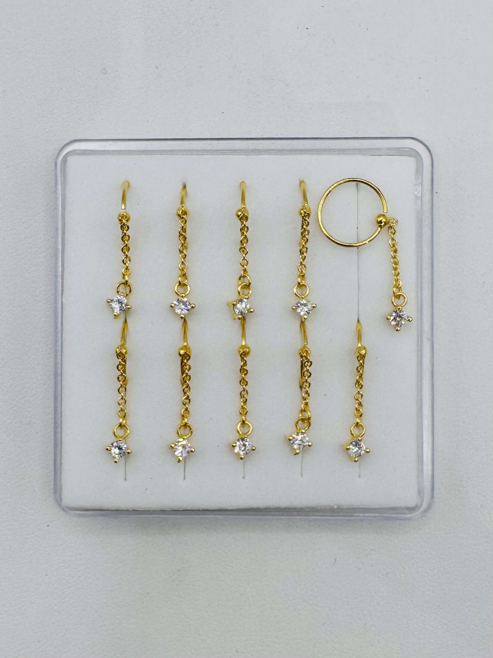 Großhändler Diamond - Nasenring-Piercing mit Kette und hängendem Zirkonium-Anhänger
