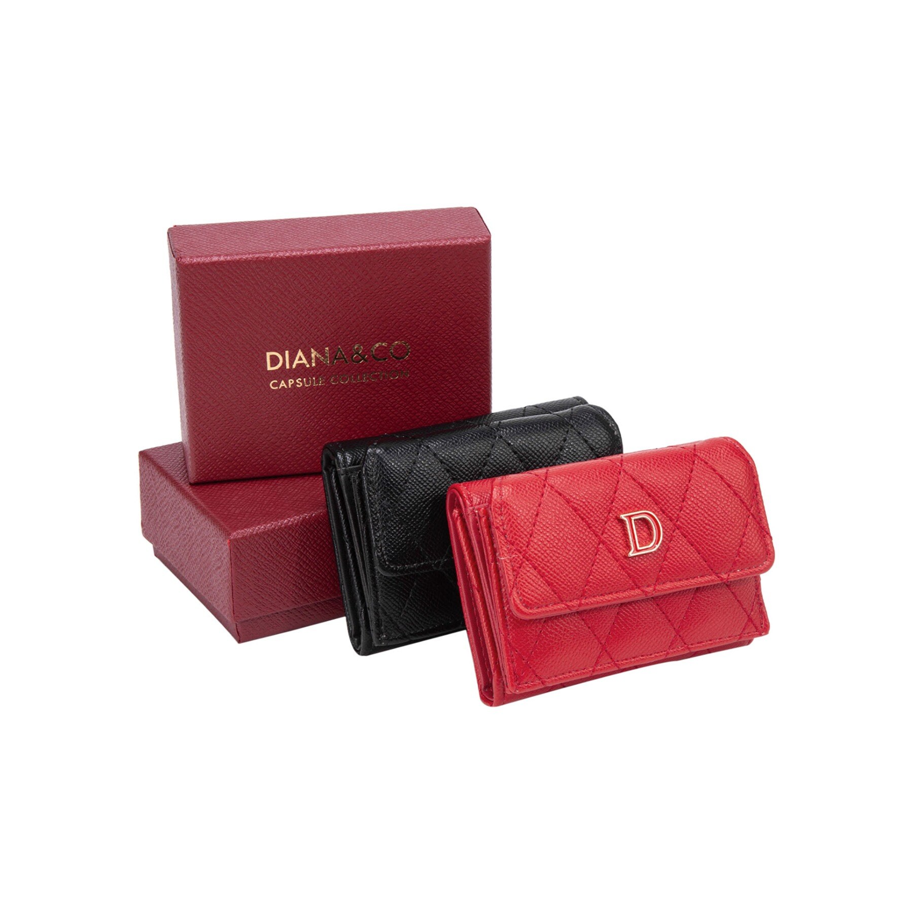 Grossista DIANA&CO - PORTAFOGLIO TRAPUNTATO COMPATTO ROSSO