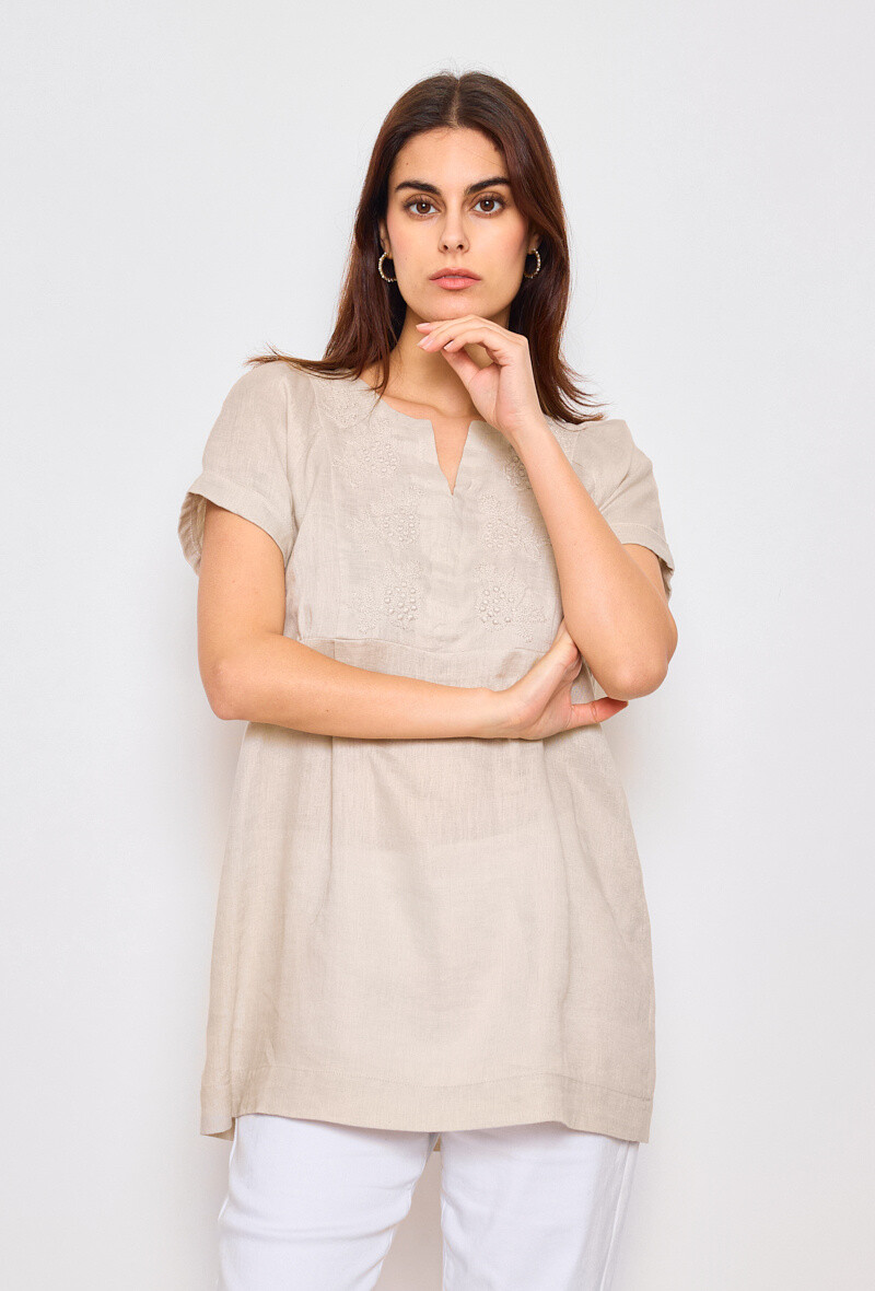 Grossista DIVA TEX LINEN - Top 100% lino con ricami