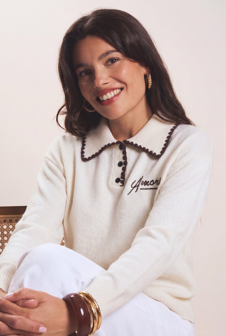Grossiste DIVA TEX - Pull col polo avec broderies Amore